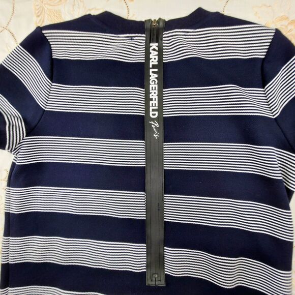 Karl Lagerfeld Paris Sweater Dress Women Small Striped Pocket Zipper Karl patch - Picture 4 of 10